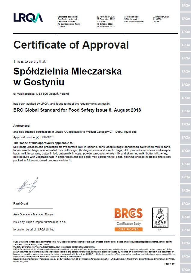 Certificate BRC EN