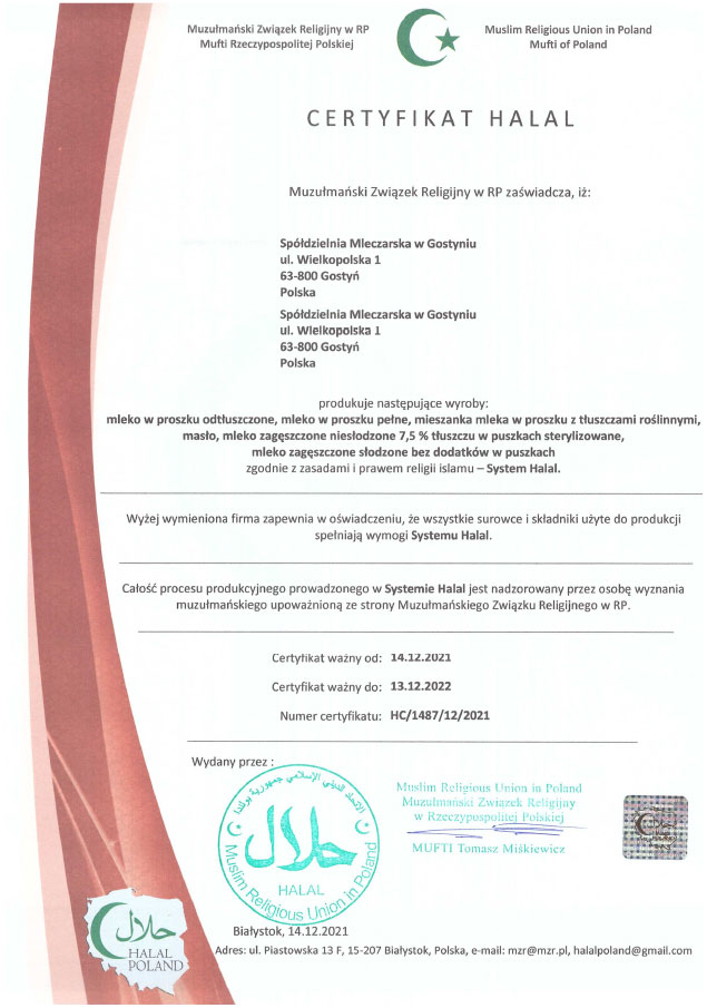 Certificate Halal PL
