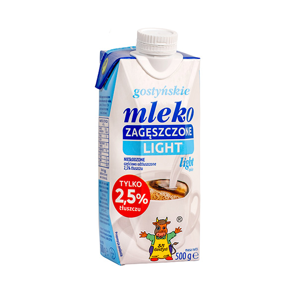 Mleko zagęszczone niesłodzone gostyńskie 500g light TPA  2,5% tłuszczu