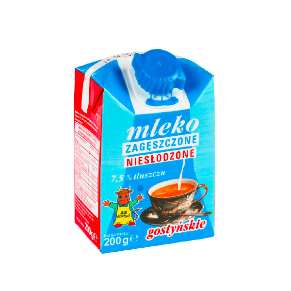 Mleko zagęszczone niesłodzone gostyńskie<br> 7,5% tłuszczu 200g