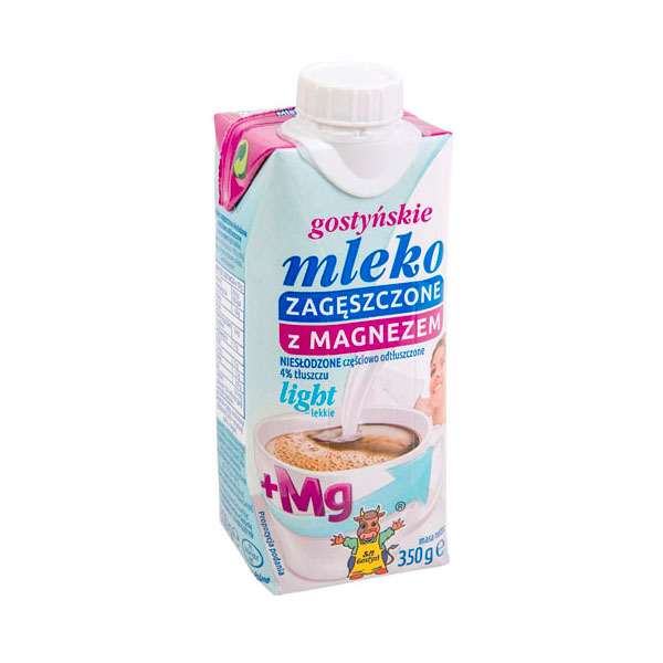 Mleko zagęszczone niesłodzone gostyńskie light z magnezem<br> 4% tłuszczu 350g